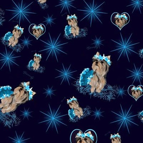 Yorkie - Hearts, Bubbles & Seashells - Matching Rag Quilt Panel