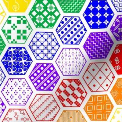 Rainbow Diagonal Hexagon Modern Cheater Quilt