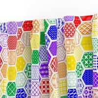 Rainbow Diagonal Hexagon Modern Cheater Quilt