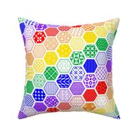 Rainbow Diagonal Hexagon Modern Cheater Quilt