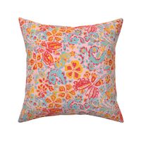 butterfly floral red orange pink blue