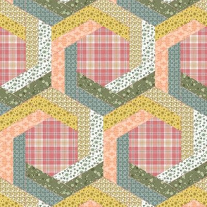 Subtle Log Cabin Hexagons