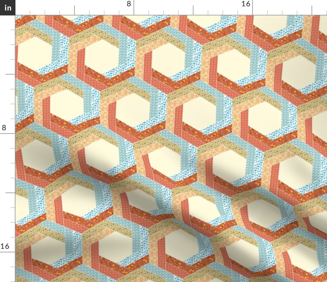 Subtle Log Cabin Hexagons 2
