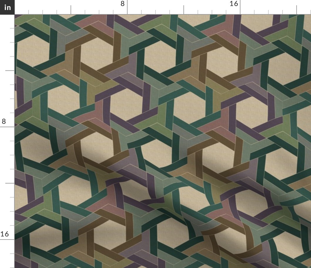 Linen Look Whirling Hexagons