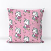 Dreamy Unicorn & Vintage Boho Flowers on  Pink