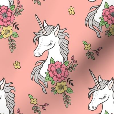 Dreamy Unicorn & Vintage Boho Flowers on  Peach