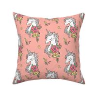 Dreamy Unicorn & Vintage Boho Flowers on  Peach