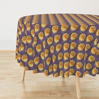 Yellow Rose Dots on  Bluish Lavender Swirls, large