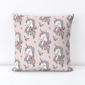 Dreamy Unicorn & Vintage Boho Flowers on  Light Pink