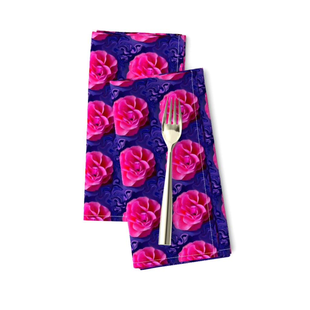 Pink Roses on Bluish Purple Swirls