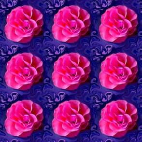 Pink Roses on Bluish Purple Swirls