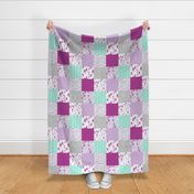 horses quilt // purple grey and mint cheater quilt wholecloth baby nursery quilts girls decor 