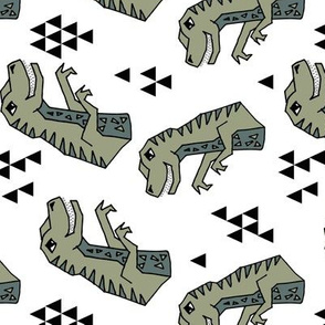 dinosaurs // artichoke green dino fabric t-rex fabrics andrea lauren design
