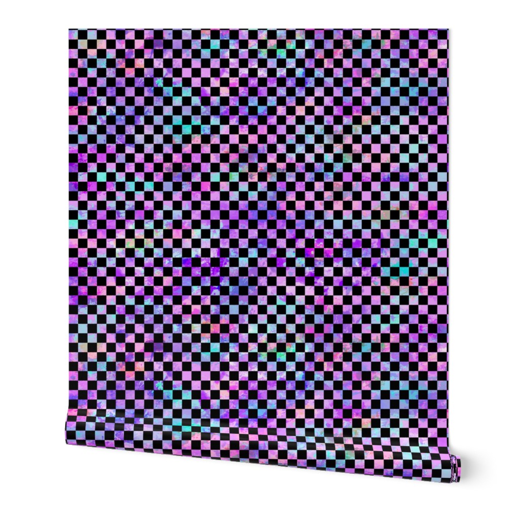 Tie dye checkerboard - black, 1/2" squares