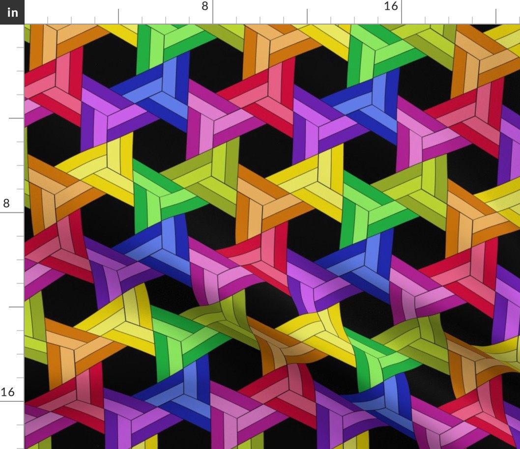 Braided Rainbow Triangle Hexagons