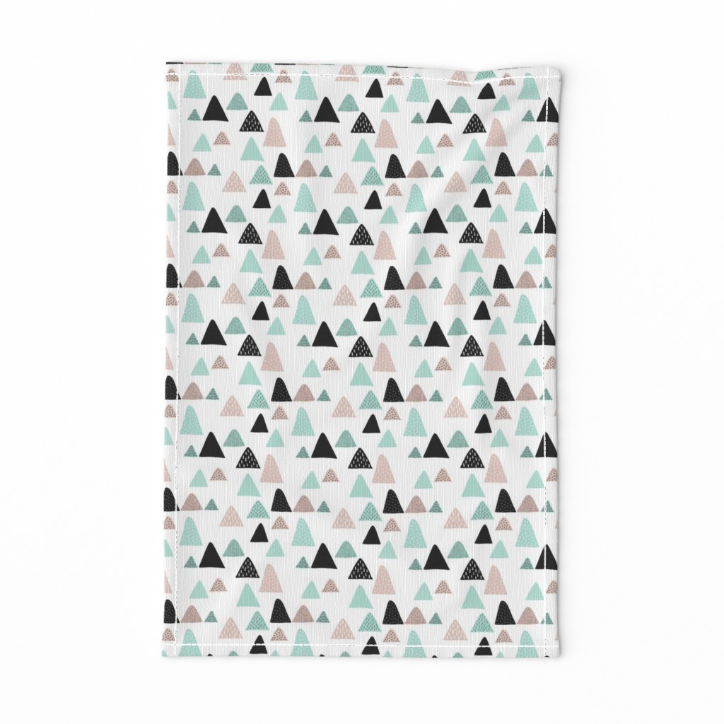 Abstract geometric triangle mountain peak winter Scandinavian style mint black and white XS