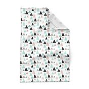 Abstract geometric triangle mountain peak winter Scandinavian style mint black and white XS