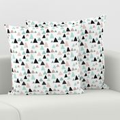 Abstract geometric triangle mountain peak winter Scandinavian style mint black and white XS