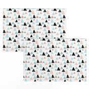 Abstract geometric triangle mountain peak winter Scandinavian style coral blue