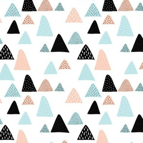 Abstract geometric triangle mountain peak winter Scandinavian style coral blue