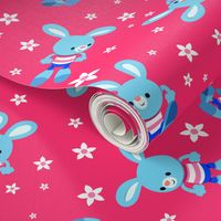 Cute Blue Cartoon Bunny Rabbits by Cheerful Madness!!