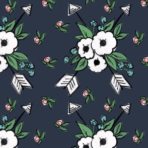 Floral Arrows on Navy