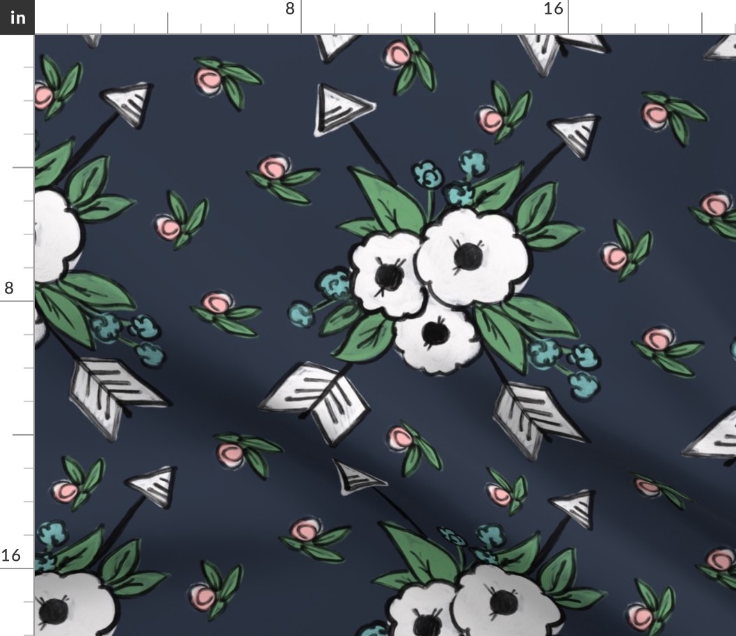Floral Arrows on Navy
