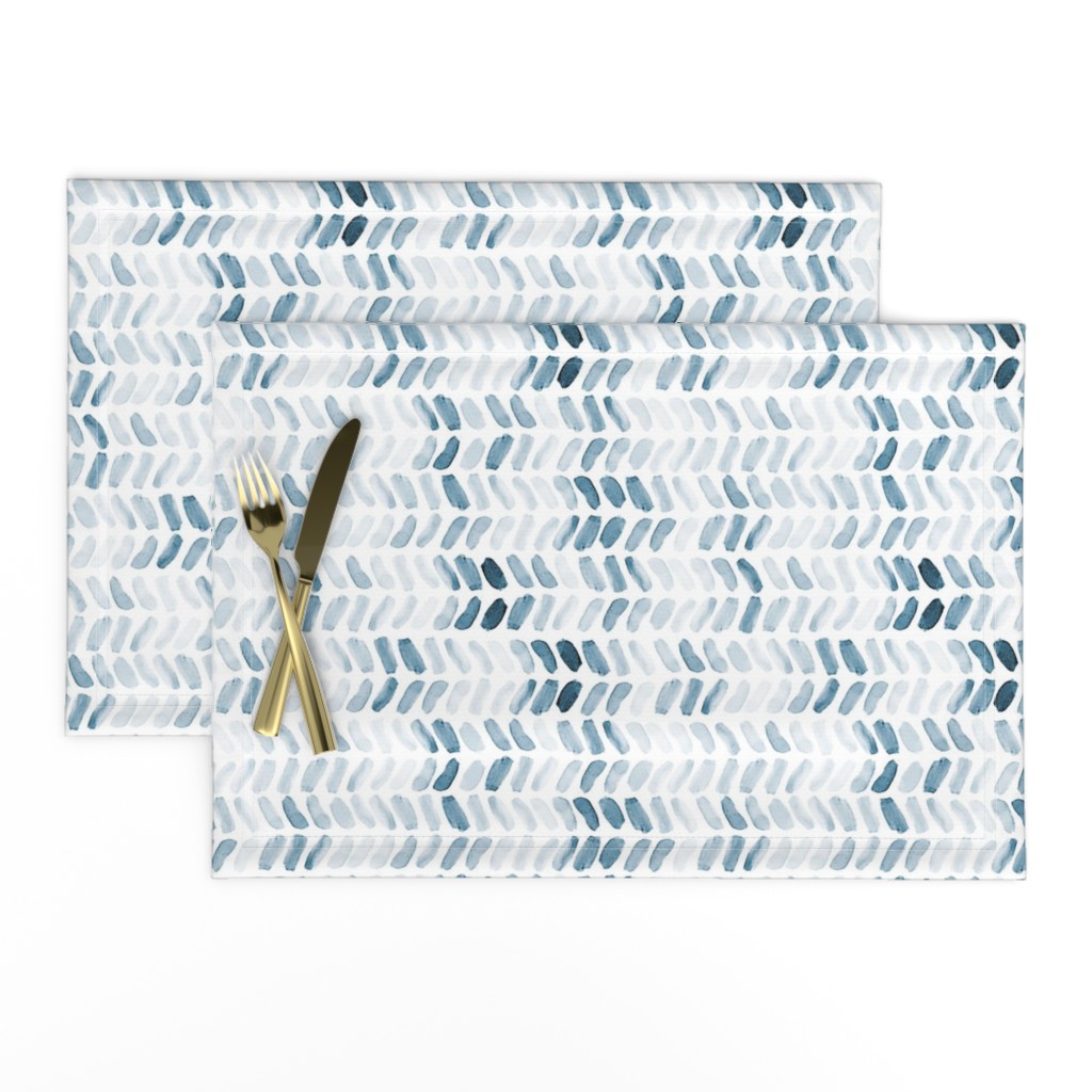 Navy Blue Watercolor Herringbone