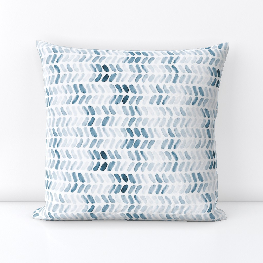 Navy Blue Watercolor Herringbone