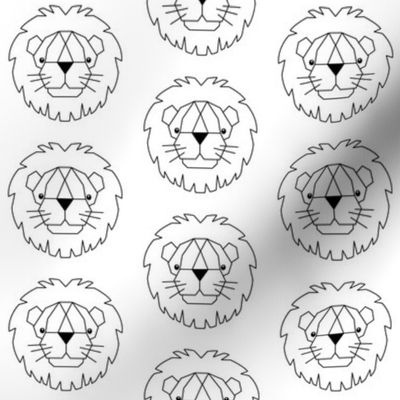 white geometric lions