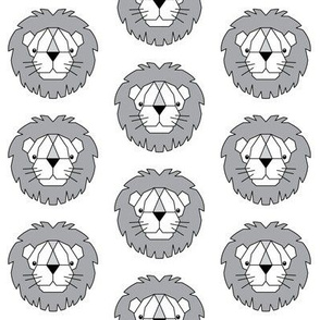 geometric lions - white, grey and black