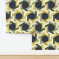 Green and Yellow Interwoven Hexagons