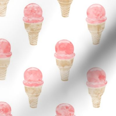 watercolor ice-cream cone - strawberry