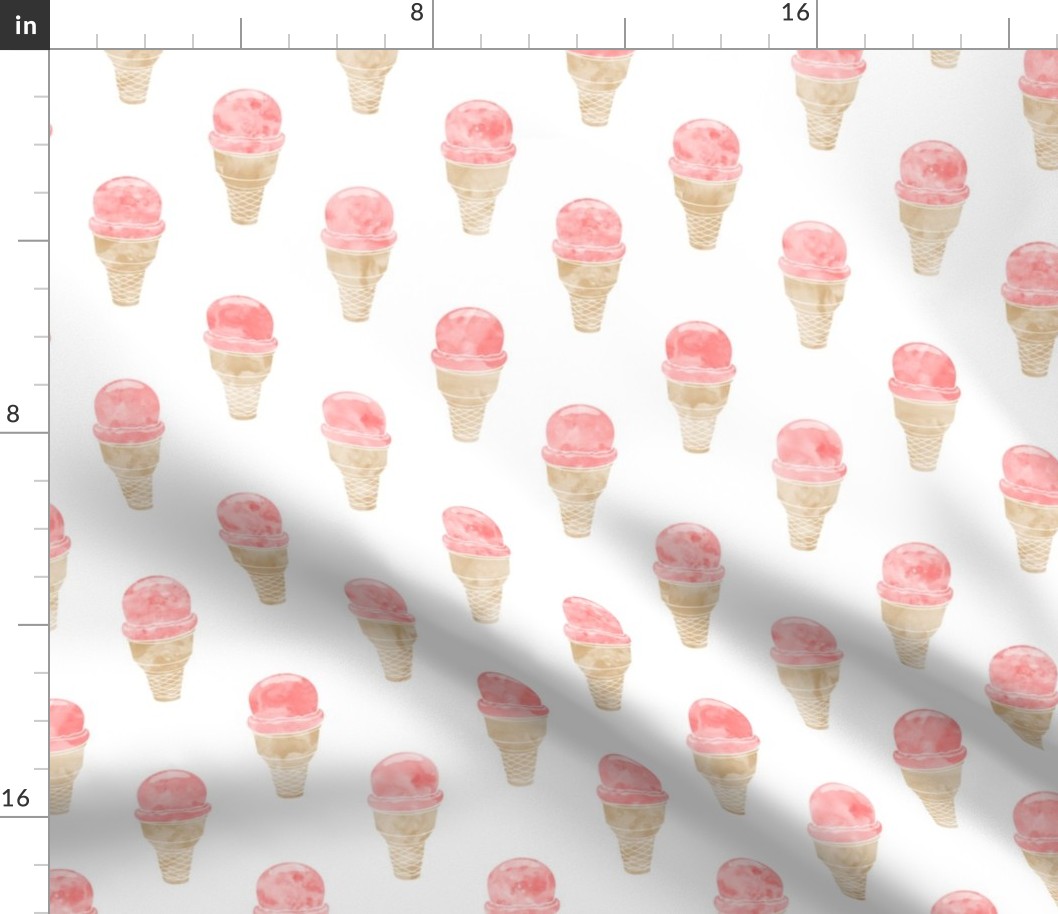 watercolor ice-cream cone - strawberry