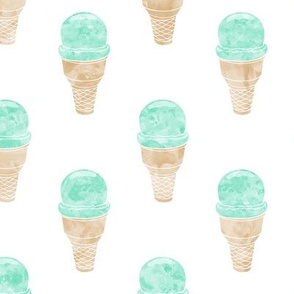 watercolor mint icecream cone