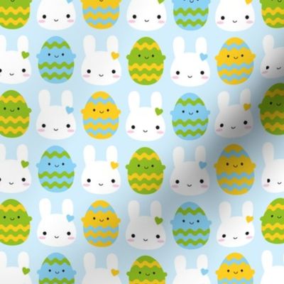 Kawaii Easter Bunny & Eggs