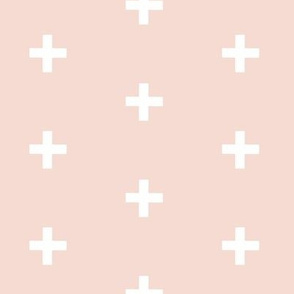 Swiss Cross - White on blush plus