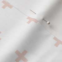 Swiss Cross - peach on white