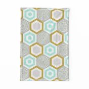 hexagons-mustard and mint