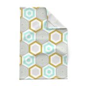 hexagons-mustard and mint