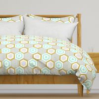 hexagons-mustard and mint