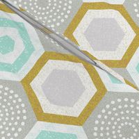 hexagons-mustard and mint