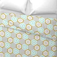 hexagons-mustard and mint