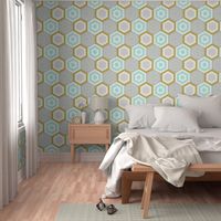 hexagons-mustard and mint