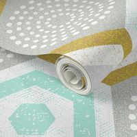 hexagons-mustard and mint