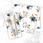 Blush Pink and Blue Floral