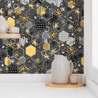 Hexagon Harmony (Charcoal and Yellow)