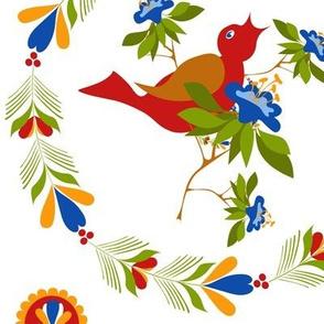 Folk Art Bird in Wreath