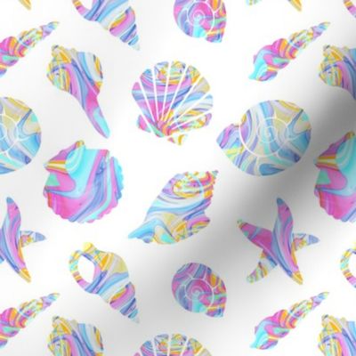 Pastel Rainbow Mermaid Seashells