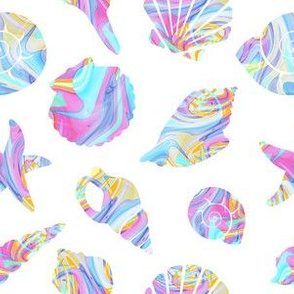 Pastel Rainbow Mermaid Seashells